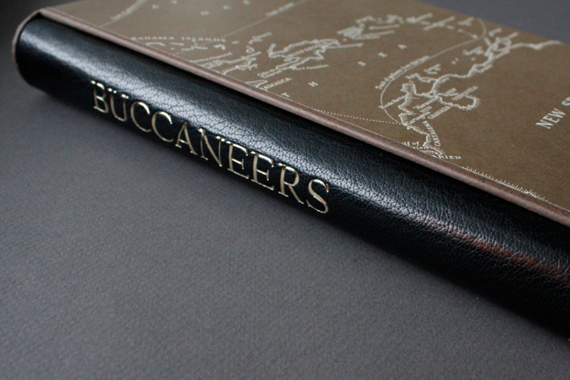 Gilt chemise and slipcase for The Buccaneers of America, full leather binding with hand tooling and gilding