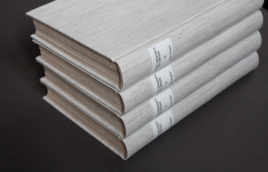 Set of vintage books bound in new cloth covers